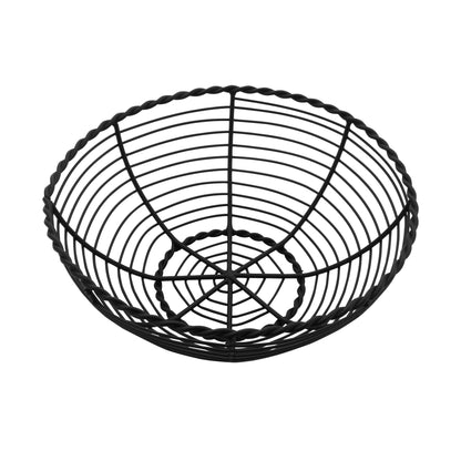 8" Round Black Wire Basket, 3" Deep