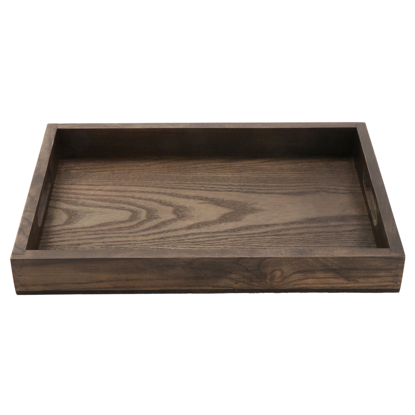 14.25" x 9.5" Small Rectangular Walled Ash Wood Serving Tray with Handles, 1.75" tall, G.E.T. Taproot