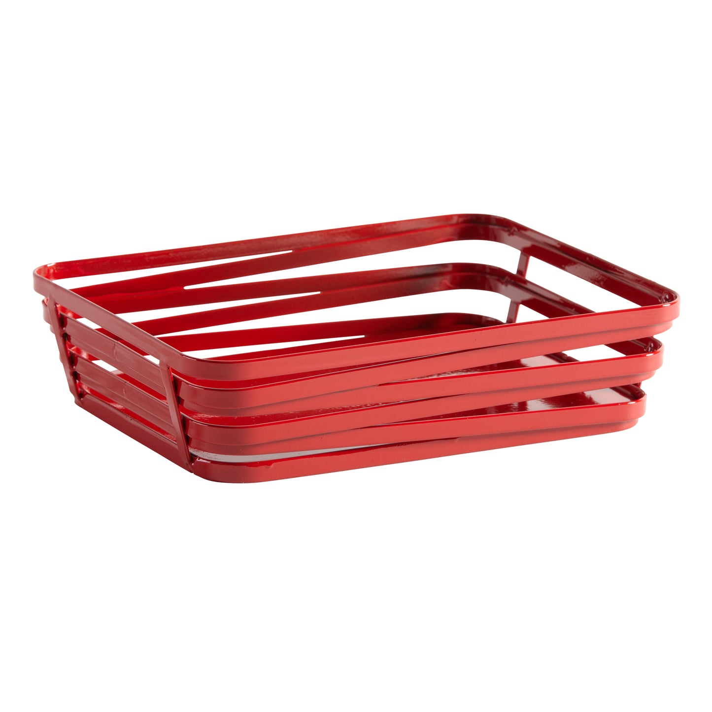 9" x 7" Rectangular Red Wire Food Serving Basket, Cyclone, 2.25" tall