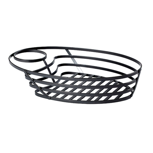 9.75" x 6.75" Oval Metal Wire Food Serving Basket with One Sauce Cup Holder, 2.25" tall, 2.5" Holder (fits RM-203, S-617, SC-222, 4-84100, 4-84105), G.E.T. Fuse