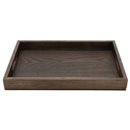 16.25" x 11" Medium Rectangular Walled Ash Wood Serving Tray with Handles, 1.75" tall, G.E.T. Taproot