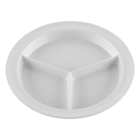 9" 3-Compartment Plate, .75" Deep (12 Pack)