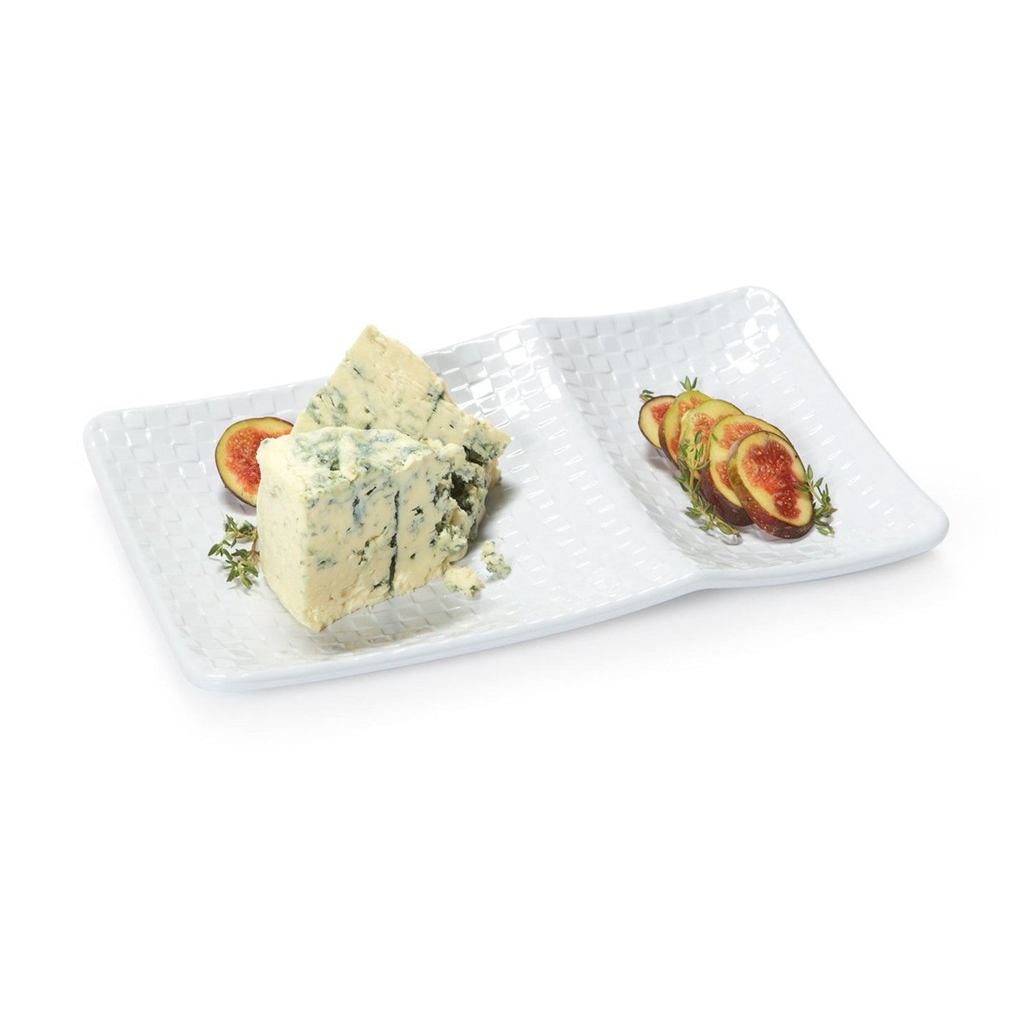 10.75'' x 6.25'' Rectangular 2-Compartment Platter (6.75" and 4" Compartments) (12 Pack)