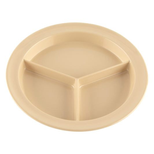9" 3-Compartment Plate, .75" Deep (12 Pack)