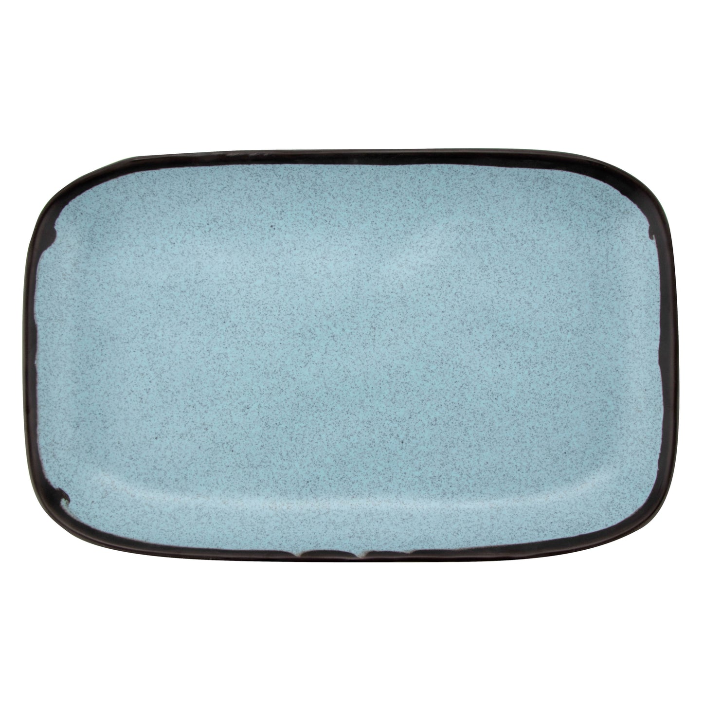 12" x 7.5" Speckled Grayish Blue, Melamine, Rectangular Dinner Plate, G.E.T. Pottery Market Matte (12 Pack)